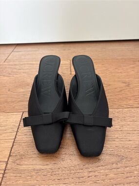 J. Crew Black Bow Square-Toe Mules